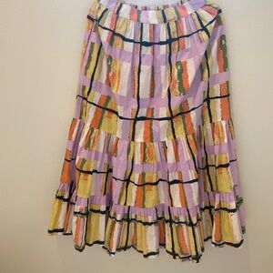 Cleobella Lilac Multi-Color Tiered Midi Skirt